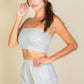 Simple Solid Color Tube Top And Shorts Two Piece Set