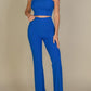 Ribbed Cropped Top and Bootcut Pants Sets