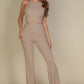 Ribbed Cropped Top and Bootcut Pants Sets