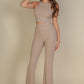 Ribbed Cropped Top and Bootcut Pants Sets