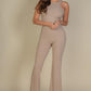 Ribbed Cropped Top and Bootcut Pants Sets