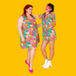 8-Bit A-Frames Fit & Flare Midi Dress in Bright Day