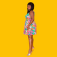 8-Bit A-Frames Fit & Flare Midi Dress in Bright Day