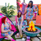 8-Bit A-Frames Fit & Flare Dress in Pretty Pastel