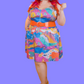 Landscape Print Fit & Flare Midi Dress in Periwinkle