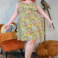 Mushrooms Fit & Flare Midi Dress in Olive