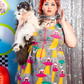 Cats in Space Print Fit & Flare Midi Dress in Asteroid Field