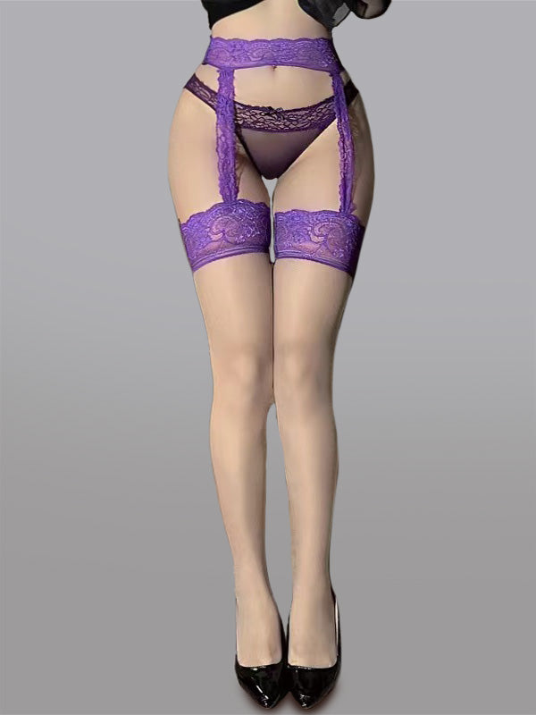 Garter Belt With Lace Stockings