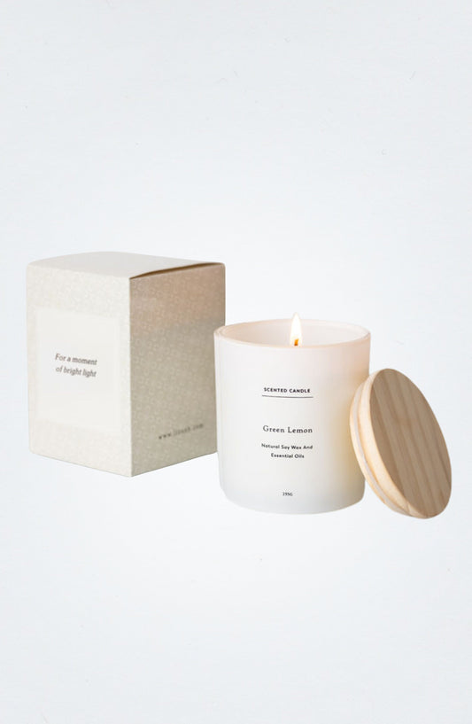 Green Lemon Scented candle - Big Glass Jar