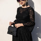 Black Sequin Lace Ruffle Dress