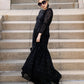 Black Sequin Lace Ruffle Dress