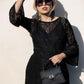 Black Sequin Lace Ruffle Dress