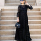 Black Sequin Lace Ruffle Dress
