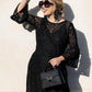 Black Sequin Lace Ruffle Dress
