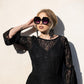 Black Sequin Lace Ruffle Dress