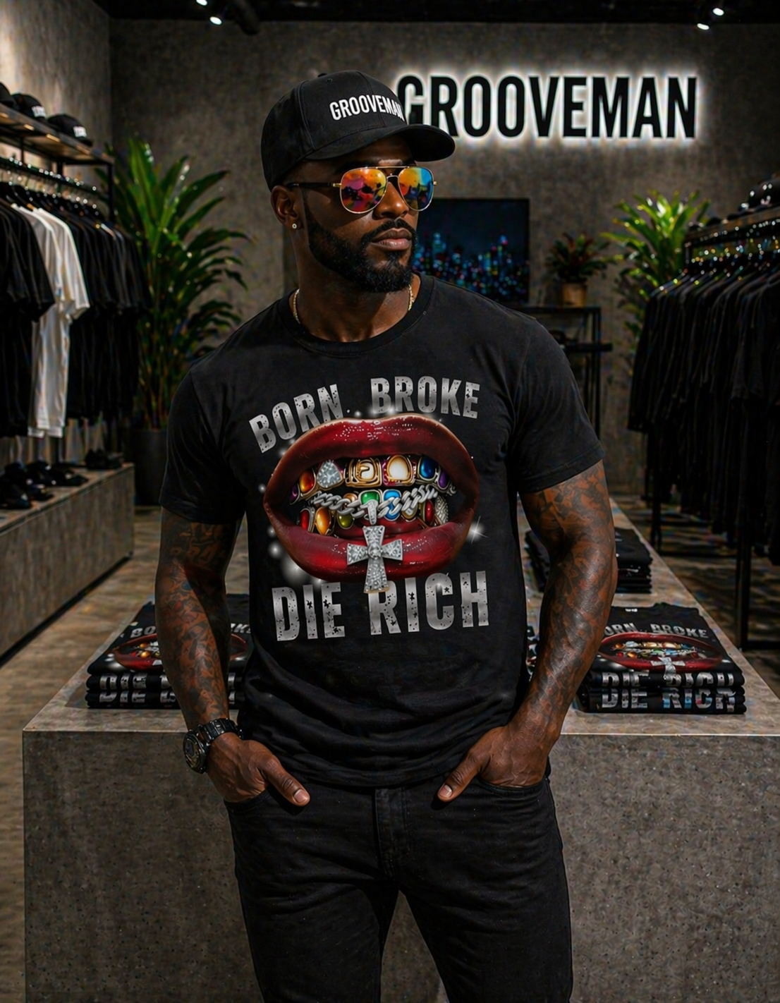 Born Broke Die Rich Graphic T-Shirt – Premium Streetwear Tee |  | Unisex Cotton Shirt