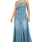 “Graceful” Denim Long Maxi Dress