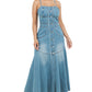 “Graceful” Denim Long Maxi Dress