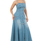 “Graceful” Denim Long Maxi Dress