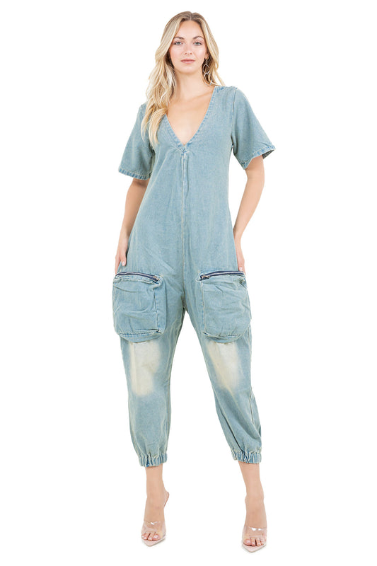 “In The Moment” Denim Jumpsuit