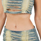 WOMEN FASHION DENIM TWO PIECE PANTS SET