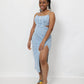 Cutout Slit Spaghetti Strap Denim Dress