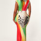 Multi Color Animal Print Long Mermaid Style Dress