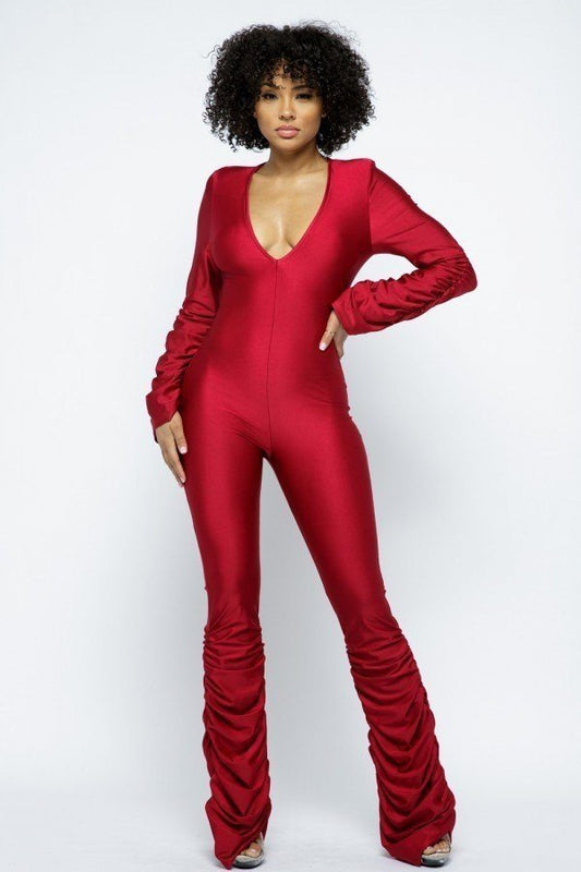 “Succulent” Red Stacked Jumpsuit
