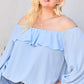 “Belle” Dusty Blue Bubble Sleeve Top