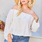 “Belle” White Bubble Sleeve Top