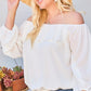 “Belle” White Bubble Sleeve Top