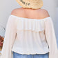 “Belle” White Bubble Sleeve Top
