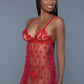 Fine Mesh Heart Designed Slip Dress