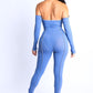 “Morgan” Denim Blue Off Shoulder Set