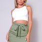 “Innocent Me” Olive Belted Mini Skirt