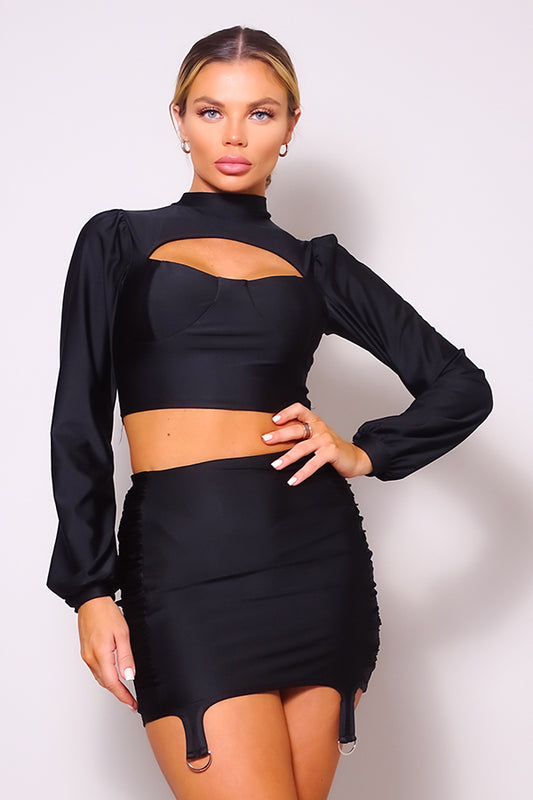 “Lauren” Black Mini Skirt Set