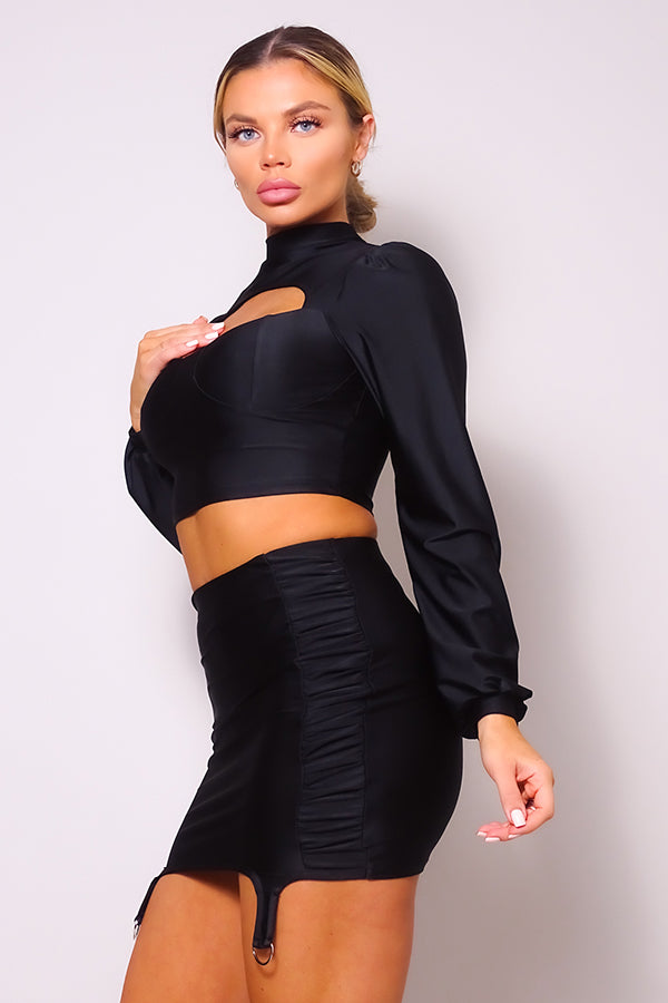 “Lauren” Black Mini Skirt Set