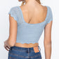 “Mia” Silk Blue Crop Top