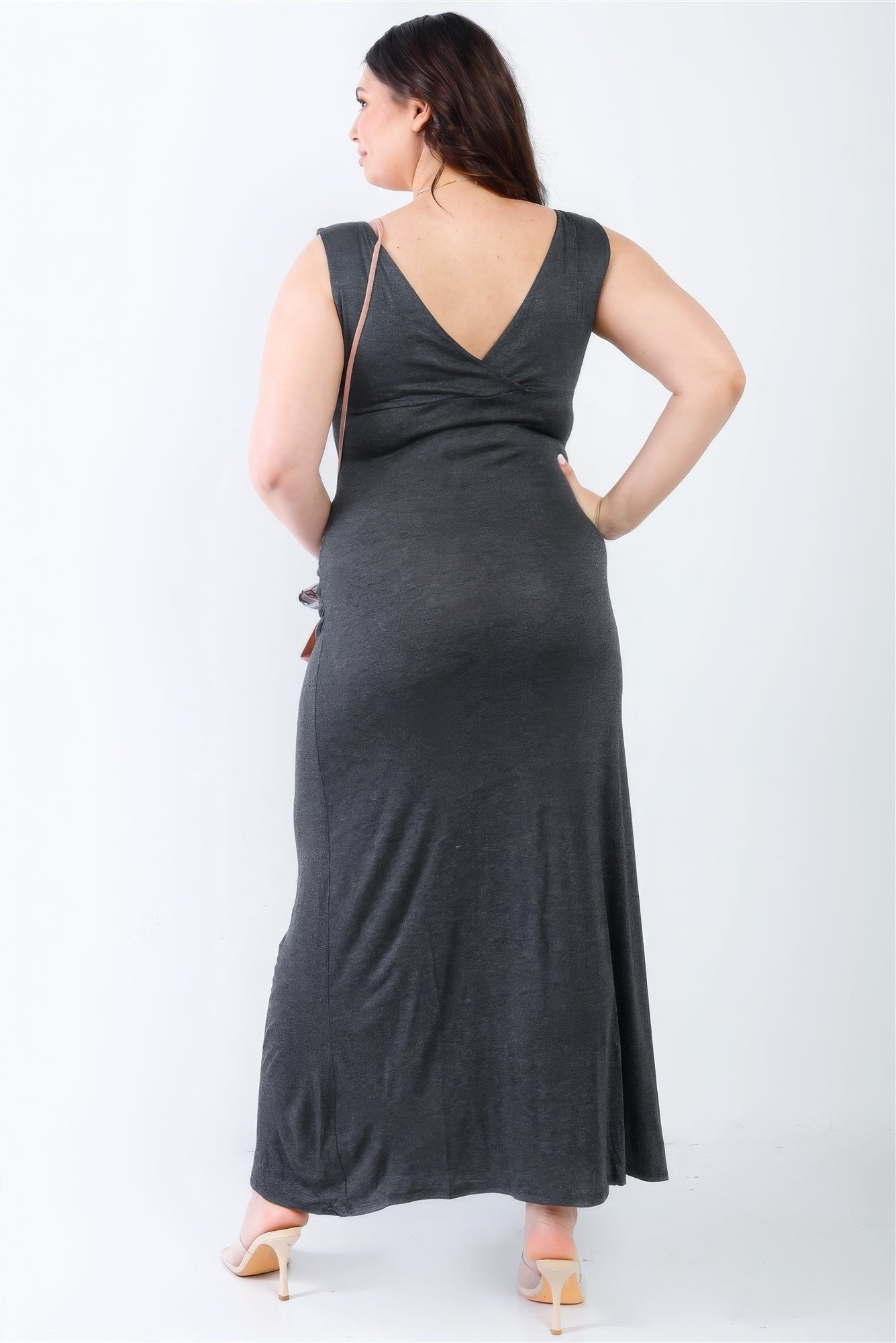 “Classy Hottie” Charcoal Maxi Dress