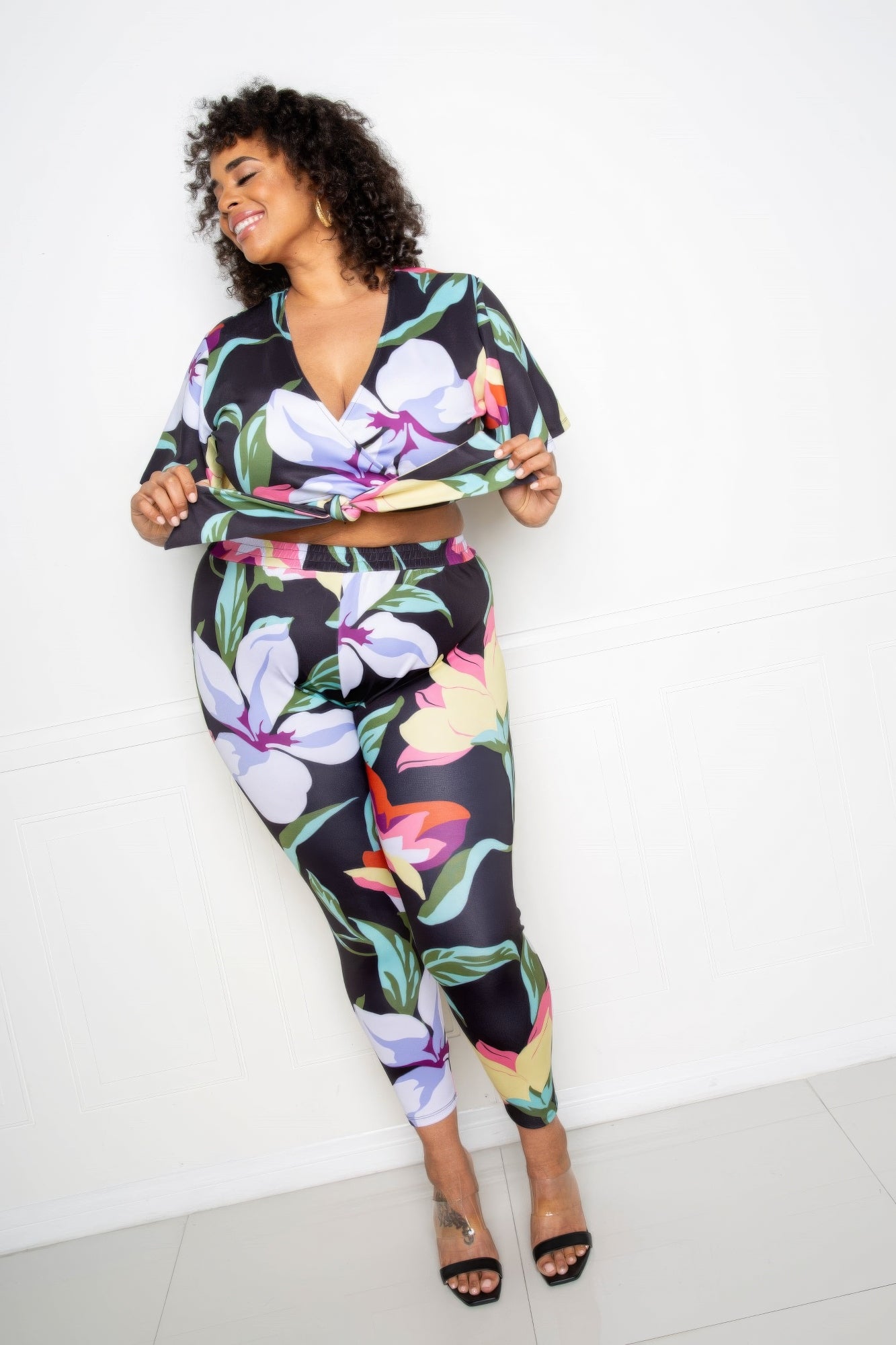 “Floral Arts” Black Jogger & Top Set