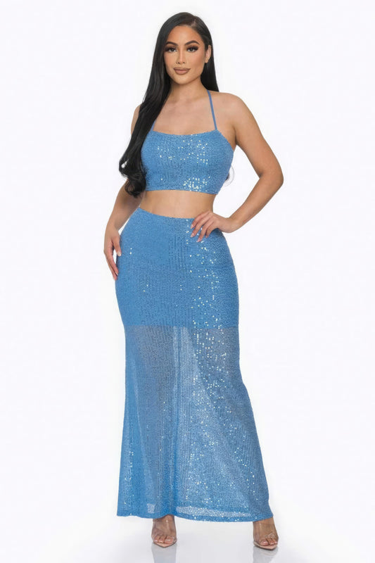 “Made 4 Me” Baby Blue Sequin Set
