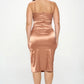 “Ladylike Luxe” Copper Bodycon Midi Dress