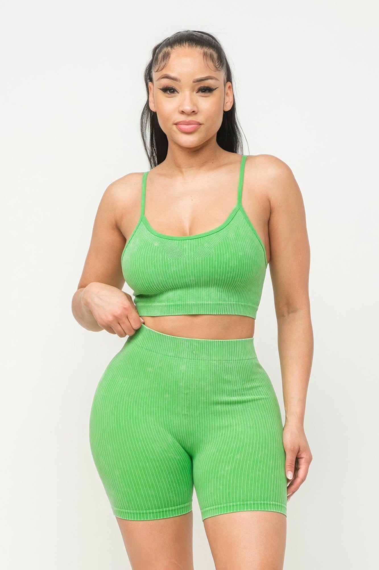 “Magic Potion” Vibrant Lime Shorts Set