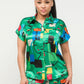 “Amelia” Green Multi Shorts Set