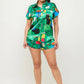 “Amelia” Green Multi Shorts Set