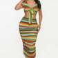 “Stripe Me Down” Green Multi Skirt Set