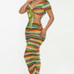 “Stripe Me Down” Green Multi Skirt Set