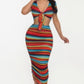 “Stripe Me Down” Blue Multi Skirt Set