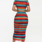 “Stripe Me Down” Blue Multi Skirt Set