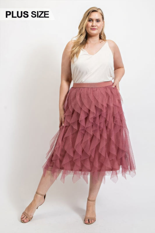 “Caroline” Dusty Rose Midi Skirt